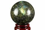 Flashy, Polished Labradorite Sphere - Great Color Play #158012-1